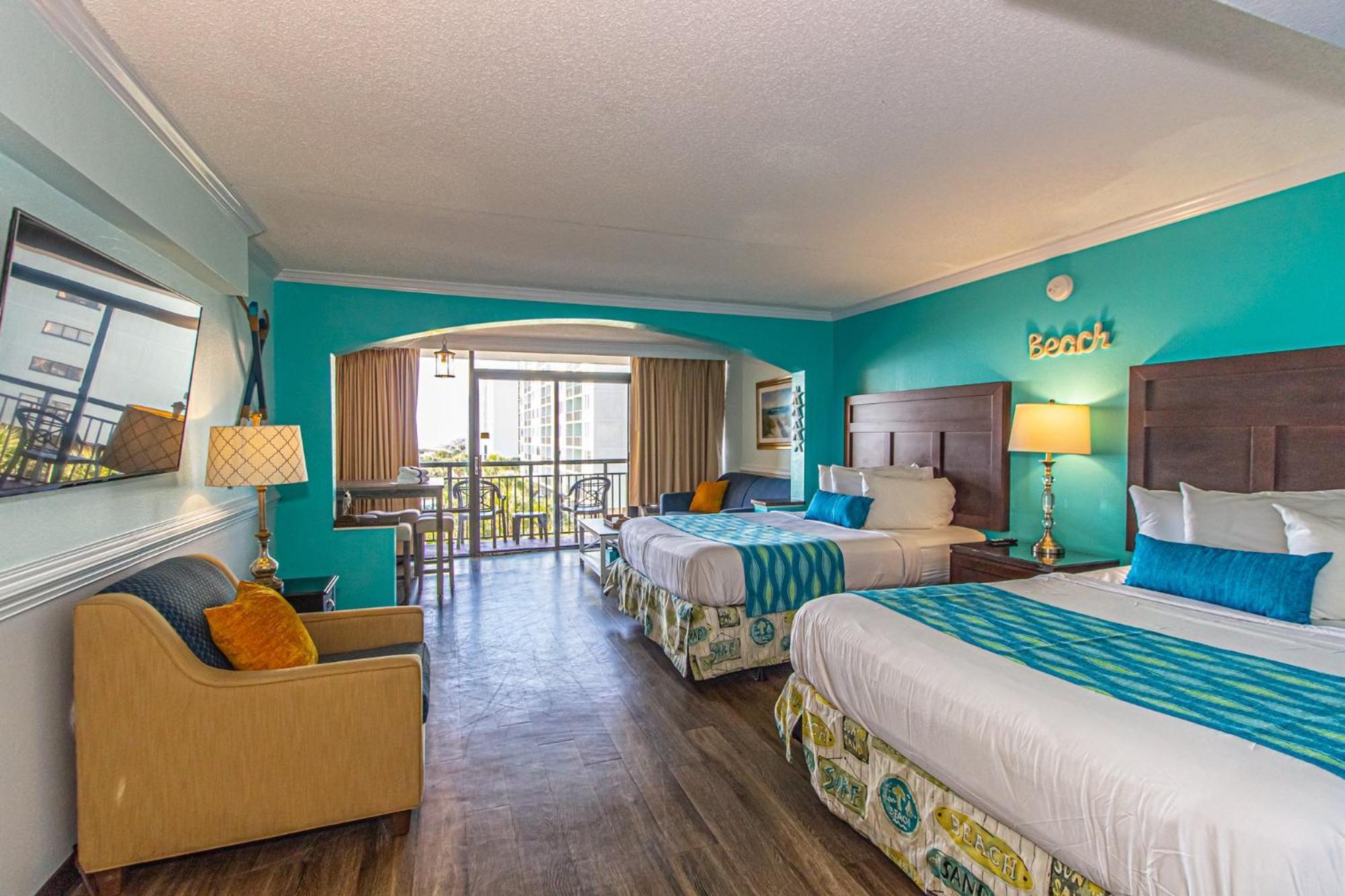 Oversized Ocean View Queen Suite With Beautiful Fireplace And Accents - Sleeps 4 Guests! 미를 비치 객실 사진